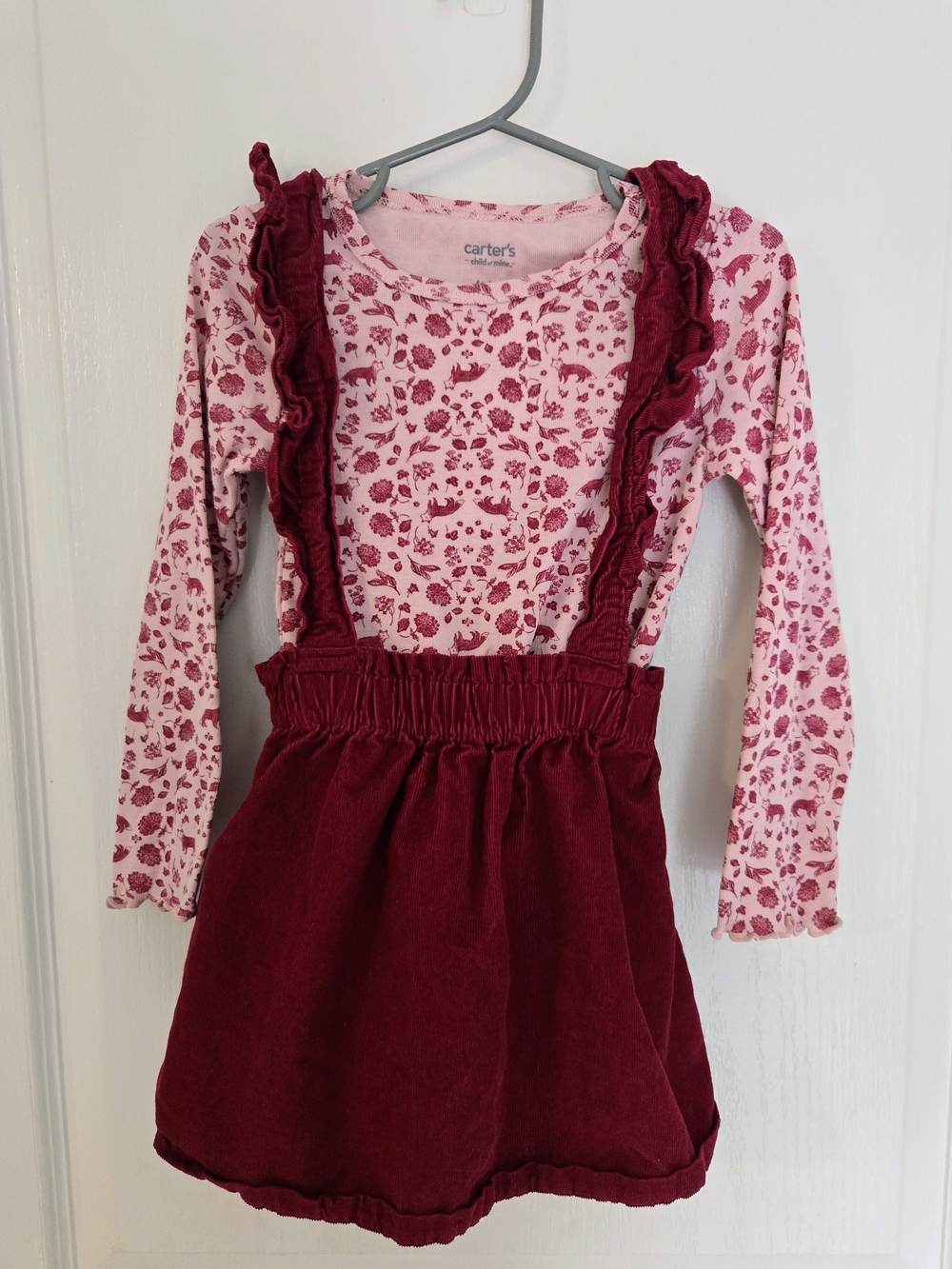 Girls Cat & Jack 4t Jumper Corduroy Dress In Pink And Burgundy
